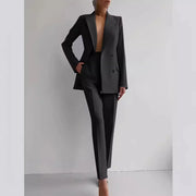 Slim-Fit 2-Piece Suit Set - Double-Breasted Blazer & Pencil Pants