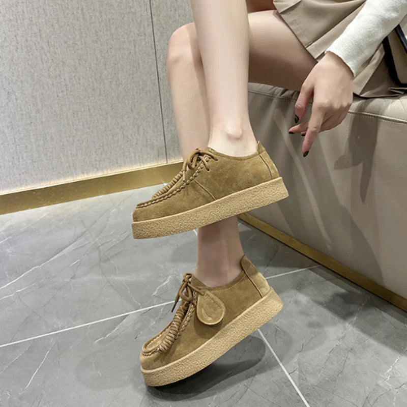 Women's Lace Leather Loafers (Khaki) – Shop at OWNLUXE