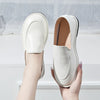 Women's Round Toe Leather Loafers (White) | OWNLUXE