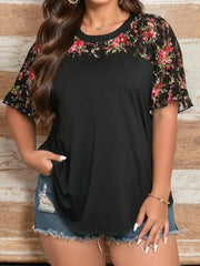Plus Size Printed Woolen Top – Casual All‑Season O‑Neck