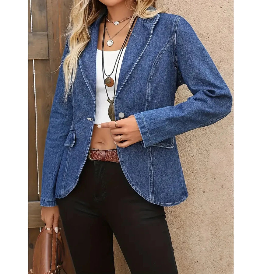 Women's Long-Sleeve Denim Plus-Size Jacket | OWNLUXE