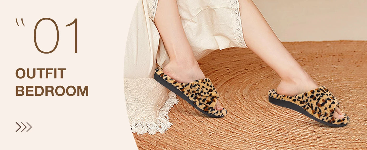 Women’s Fuzzy Orthopedic House Slippers with Arch Support