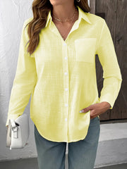 Pleated Long-Sleeve Cotton Blouse | OWNLUXE