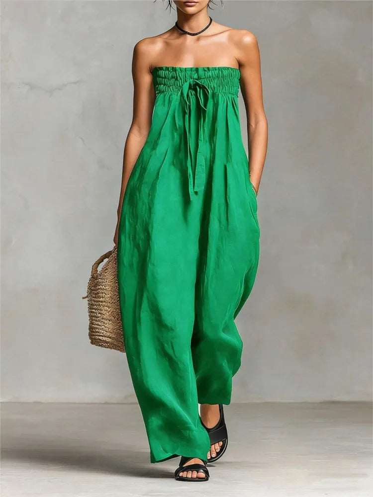 Women's Wide Leg Sleeveless Jumpsuit (Sky Blue) | OWNLUXE