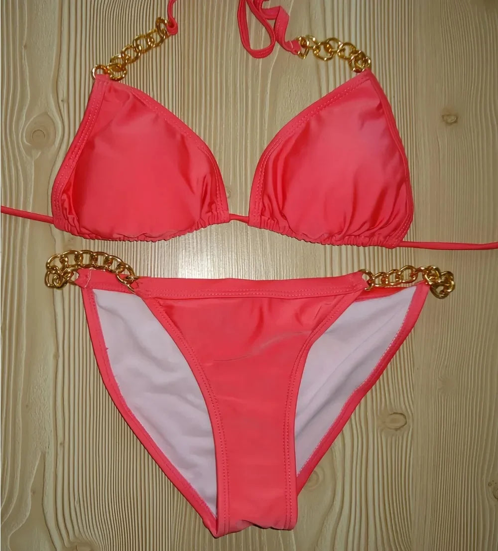 Halter Chain Tankini Set | OWNLUXE