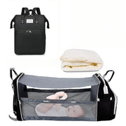 3-in-1 Diaper Bag Backpack with Foldable Baby Bed & USB Charging | OWNLUXE