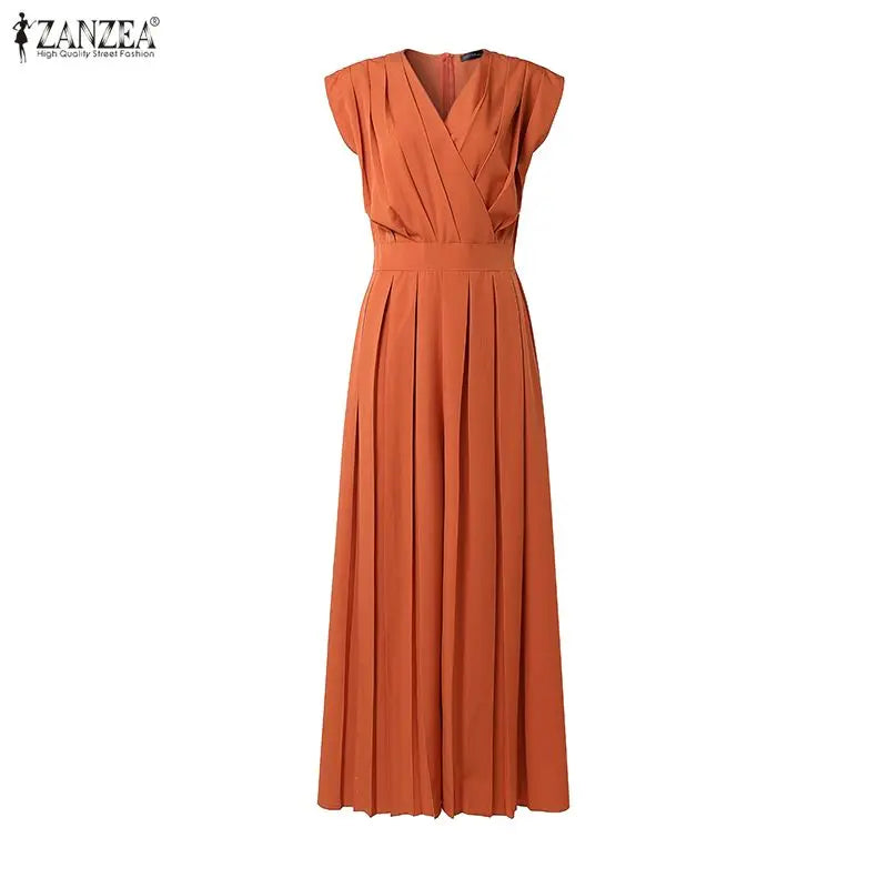 Women's Wide Leg Sleeveless V-Neck Jumpsuit | OWNLUXE