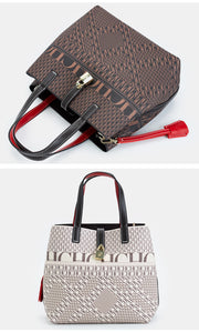 CH Luxury Brand Tote Bag - Italian Letter Print with Lock Design