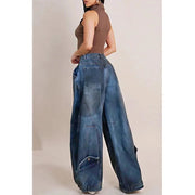 Y2K Harajuku Grunge Denim Jeans - Asymmetric Button Loose Fit