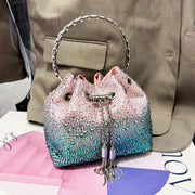 Crystal Bucket Evening Bag (Green Pink) | OWNLUXE