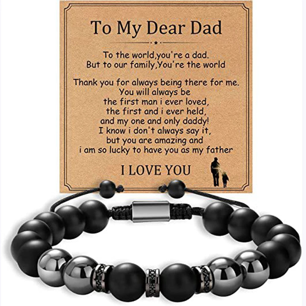 🧿 Natural Stone Men’s Bracelet – Father’s Day Gift | Bracelet pour hommes en pierres naturelles – Cadeau pour la fête des Pères 🧿