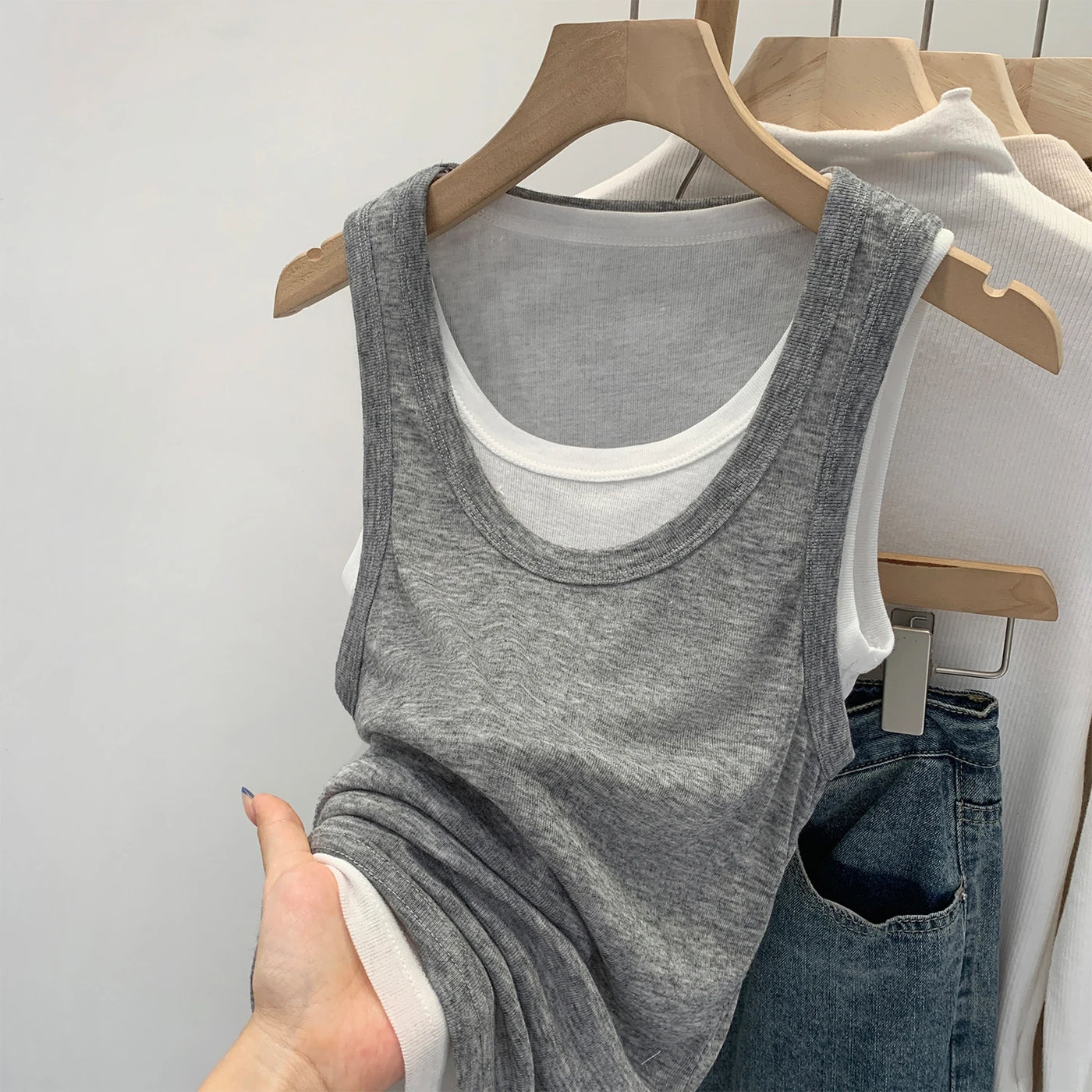 Women's Sleeveless Top (Grey) | OWNLUXE