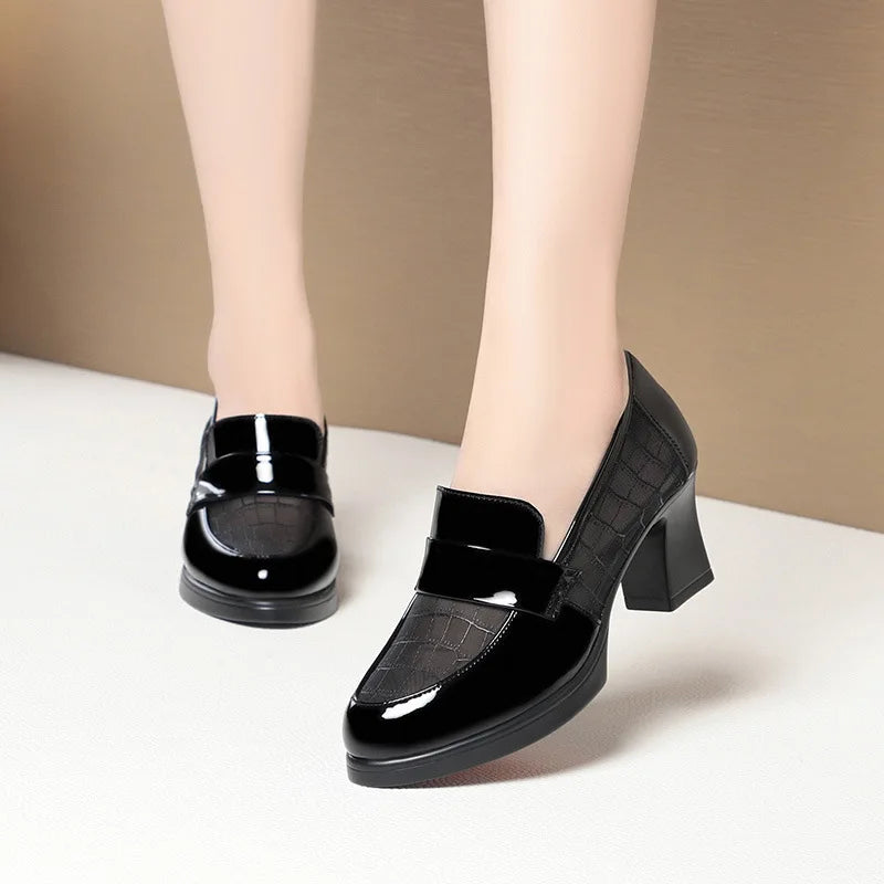 Women's Gladiator Square-Heel Pumps with Platform