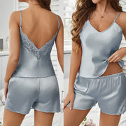 Two-Piece Backless Satin Pajama Set – Shop at OWNLUXE