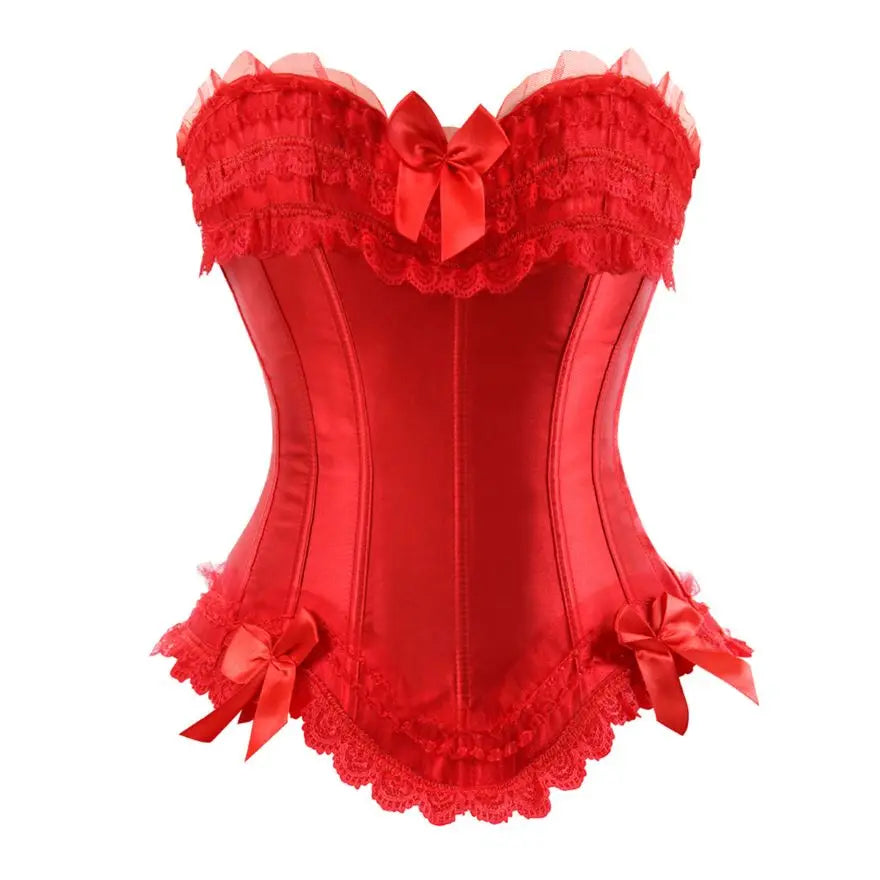 Satin Overbust Corset - Lace Up Bustier Top Gothic & Lolita Style | OWNLUXE