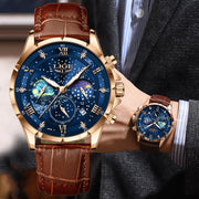 Lige Watches Mens Top Brand Luxury Casual Leather Quartz | OWNLUXE