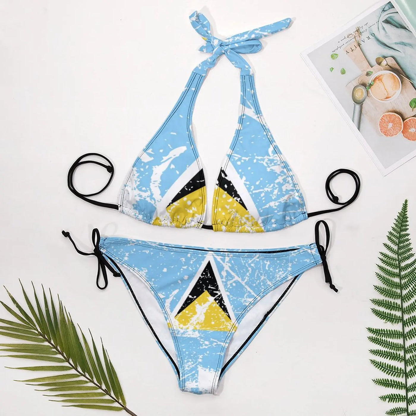 Women’s Wire-Free Bikini Set – Printed Swimwear