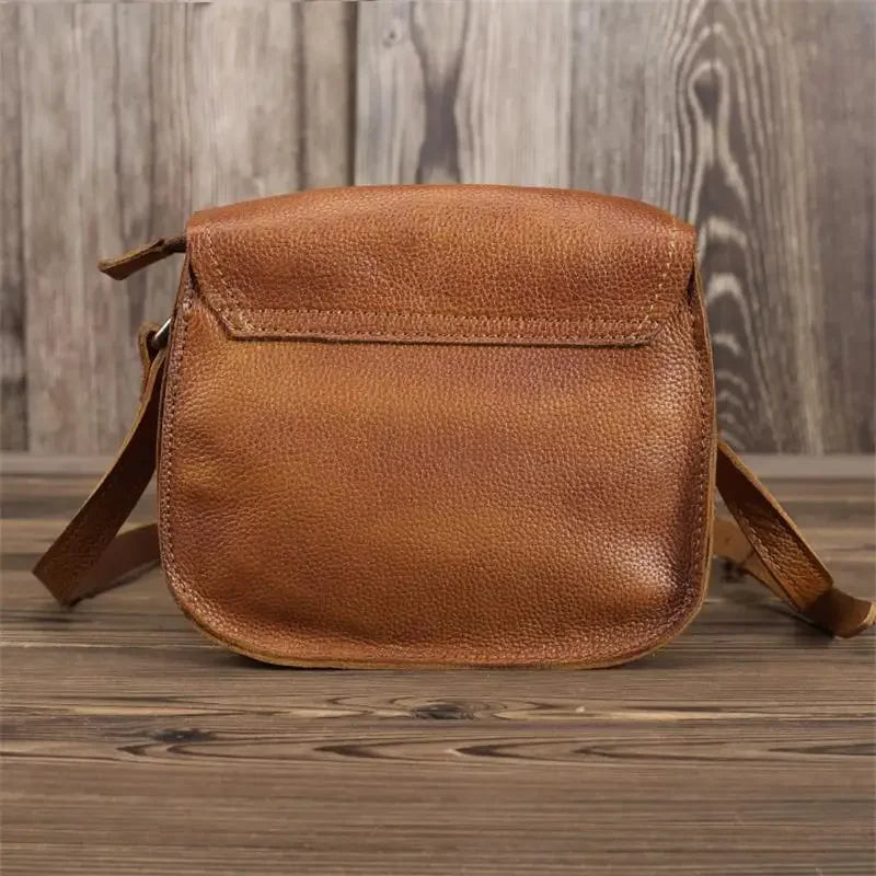 Genuine Cowhide Leather Flap Shoulder Bag - Vintage Crossbody Bag | OWNLUXE