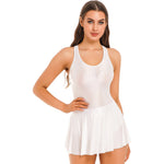 Load image into Gallery viewer, Women&#39;s Swimsuit U Neck Leotard Dresses Sportswear Swimwear Glossy Tank Dress One-Piece Sleeveless Yoga Ballet Dance Costume
