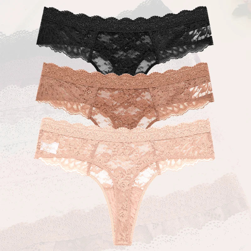 3-Piece Lace Thong Set | OWNLUXE