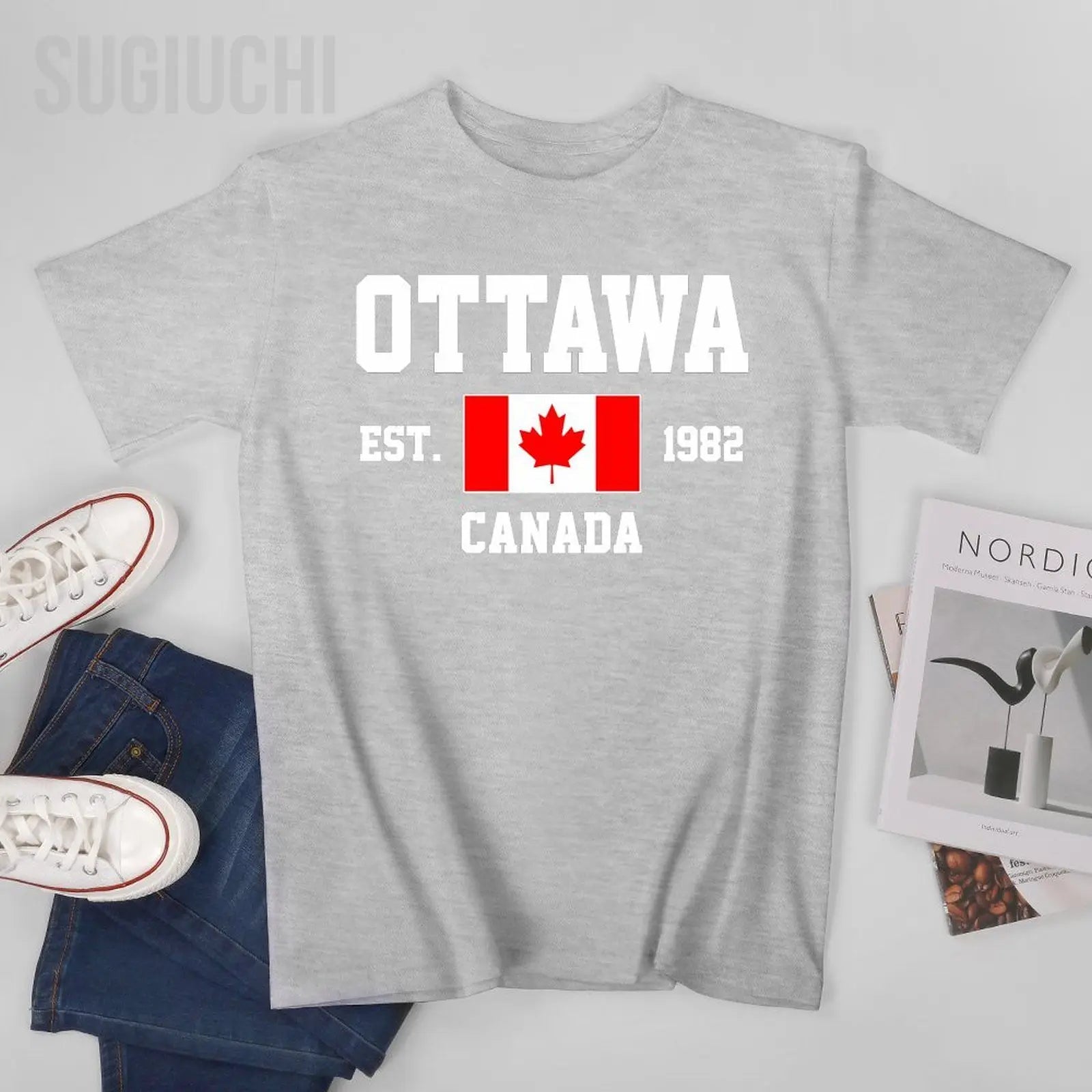 🧢 Sugiuchi 100% Cotton Casual Printed Tee – Unisex Everyday Style | T-shirt Imprimé Décontracté 100% Coton – Style Quotidien Unisexe