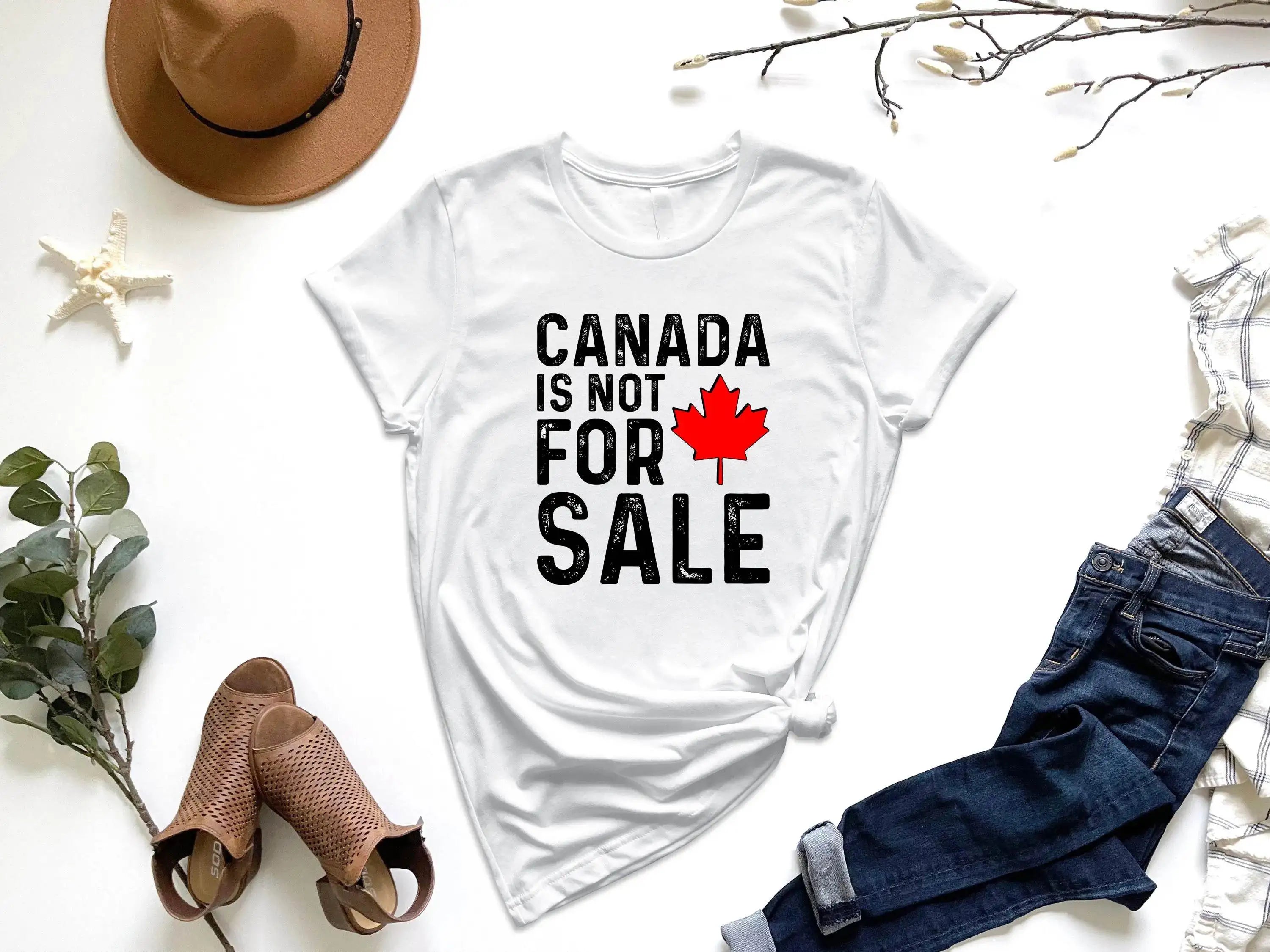 Elbows Up Canada True North Strong and Free Proud Canadian T-Shirt Canada Is Not for Sale EST. 1867 Patriotic Saying Tee Y2k Top