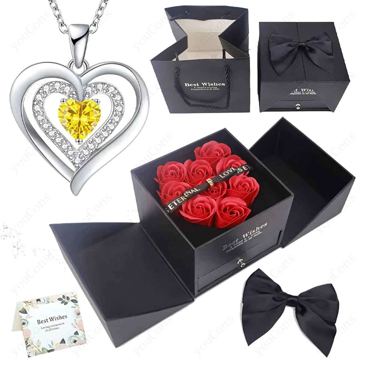 Heart Zircon Pendant Necklace – Comes in Rose Bow Gift Box | OWNLUXE