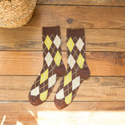 1 Pair Women Socks Spring Autumn Retro Style Men Couple Cotton Socks Flower Stripe Plaid Pattern Solid Colorful Socks EUR 37-43