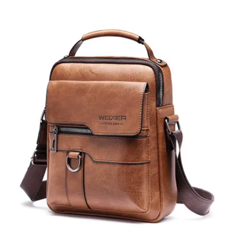 Unisex PU Leather Messenger Bag – Business Crossbody with Laptop Compartment