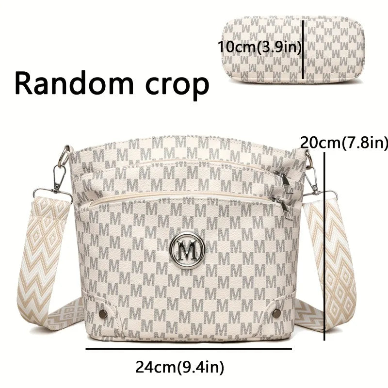 Elegant Letter Badge Bucket Bag - Multi-Pocket Crossbody Shoulder Bag | OWNLUXE