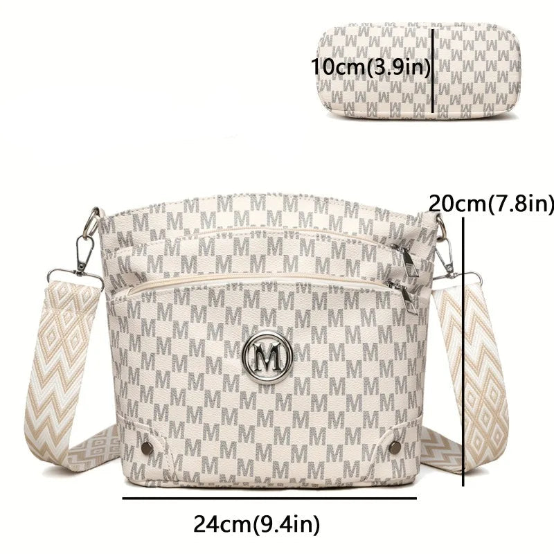 Elegant Women's Crossbody Bag with "M" Badge, Multi-Pocket, Adjustable Shoulder Strap, Women Shoulder Bag, Perfect as a Gift