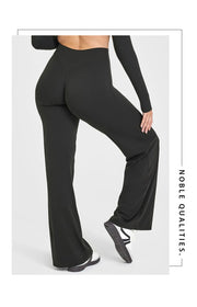 Women's Straight Leg Yoga Pants - Ultra Soft Mid-Waist Sports Trousers