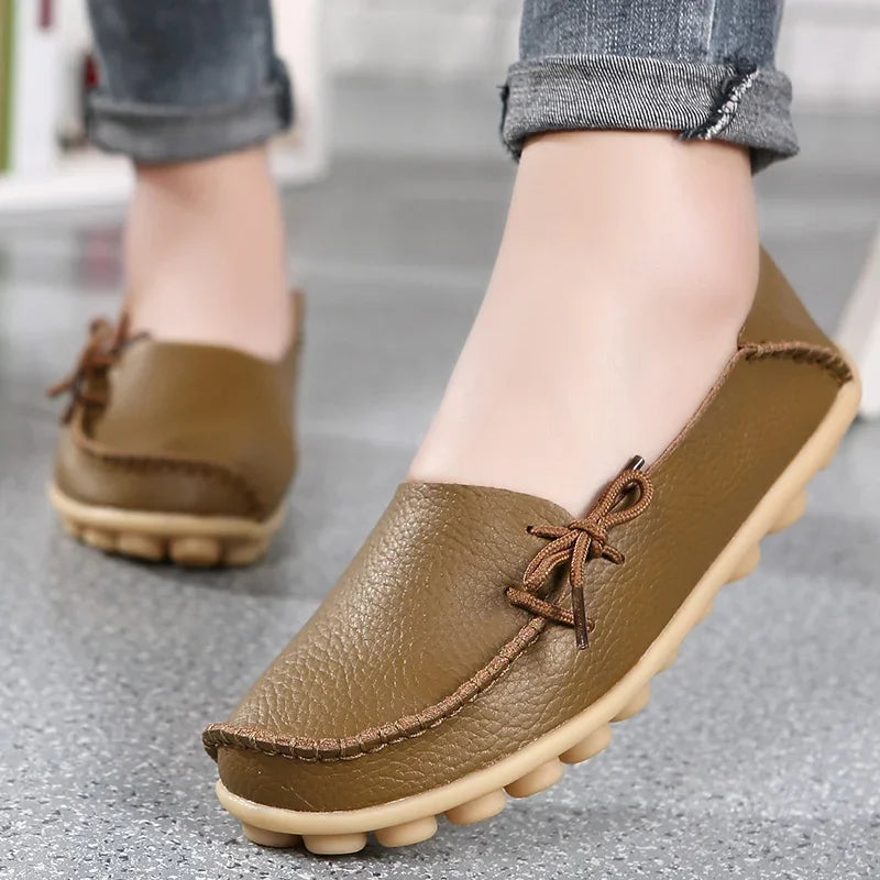Women's Leather Plus-Size Loafers (Khaki) – Shop at OWNLUXE
