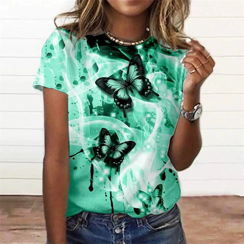 Summer Fashion Women's T-shirt 3d Floral Print Tee Large | OWNLUXE