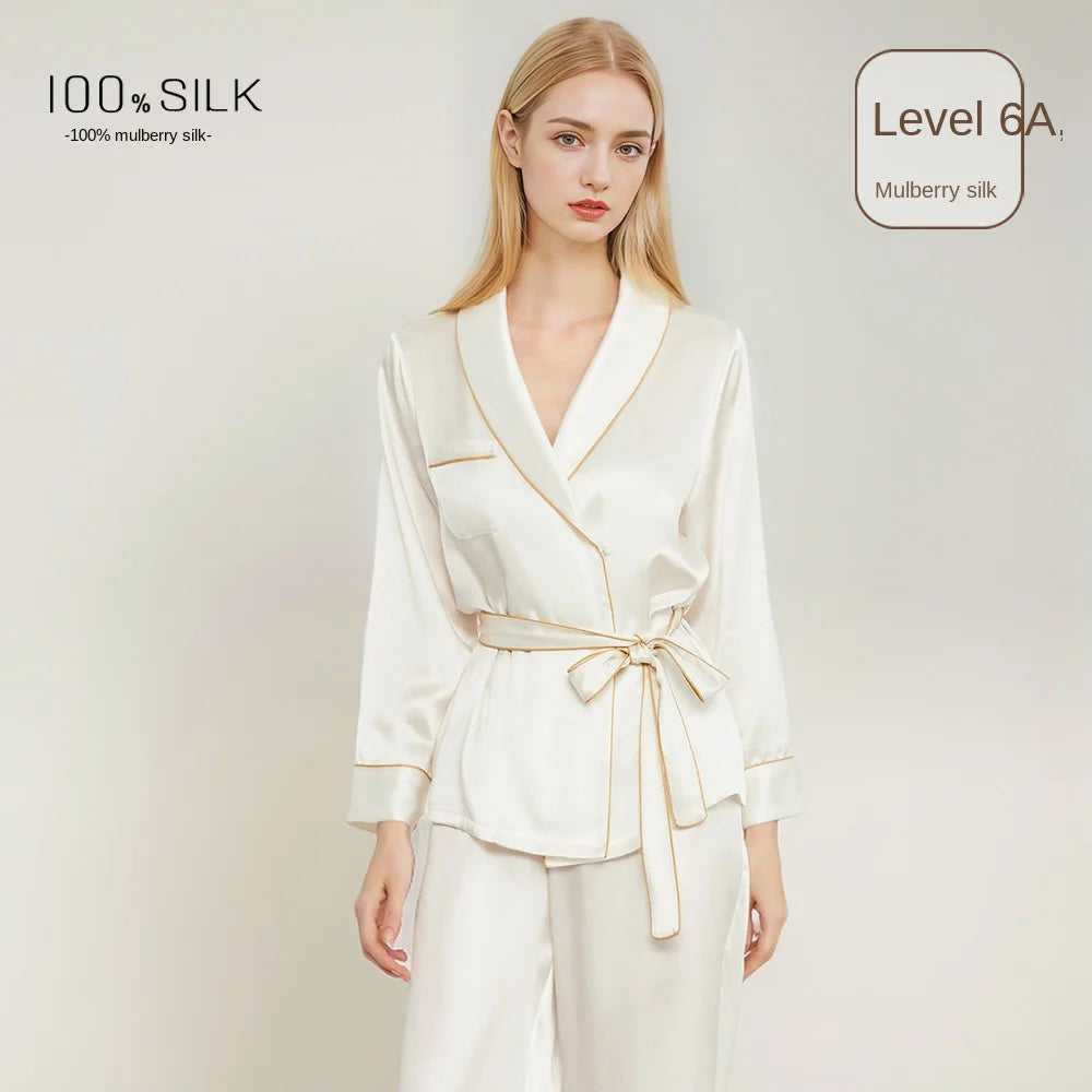 Two-Piece Mulberry Silk Pajama Set (White) – Shop at OWNLUXE