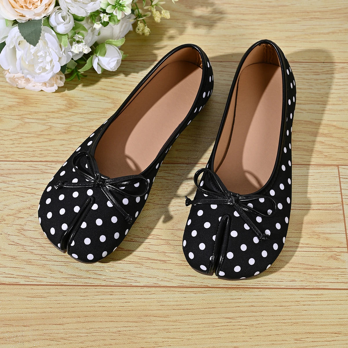Soft Split Toe Tabi Ballet Flats Women Bowknot Leather | OWNLUXE