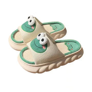 Four Seasons Linen House Slippers with Cute Cartoon Design