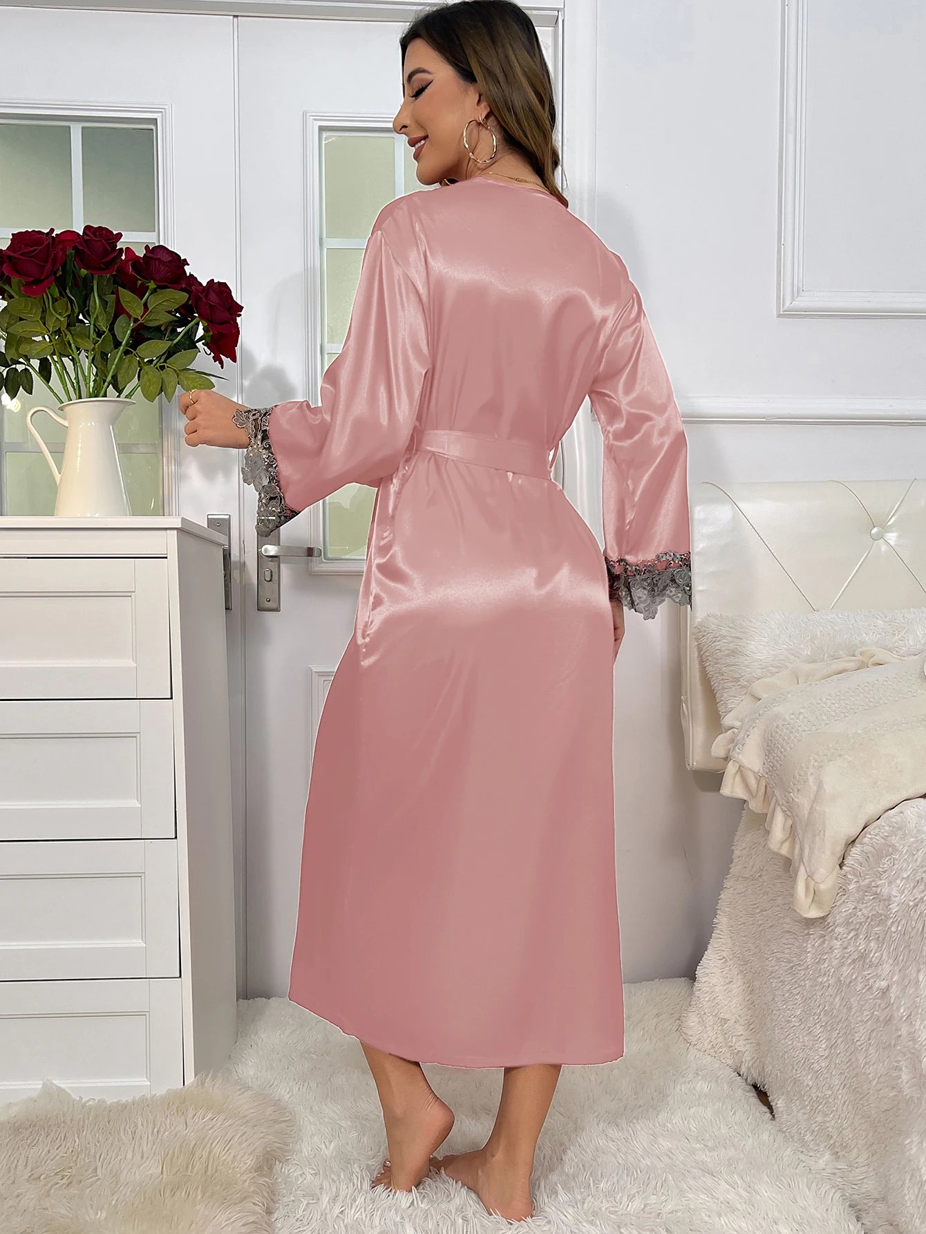 Ankle-Length Autumn Robe Set - Long Sleeve Loungewear for Women