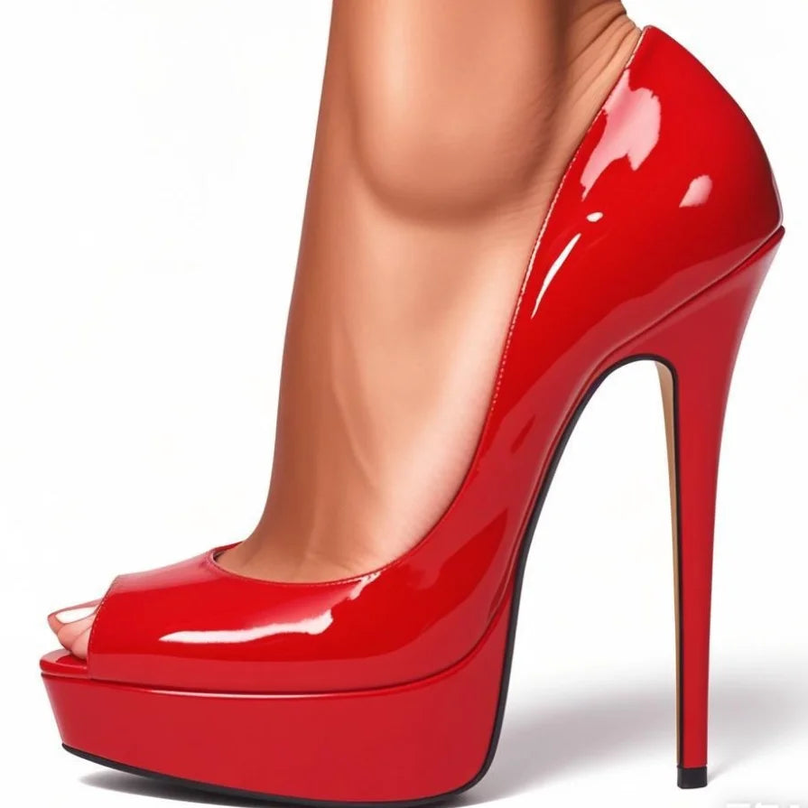 Women’s Peep Toe Platform High Heels – 16cm Stiletto Pumps