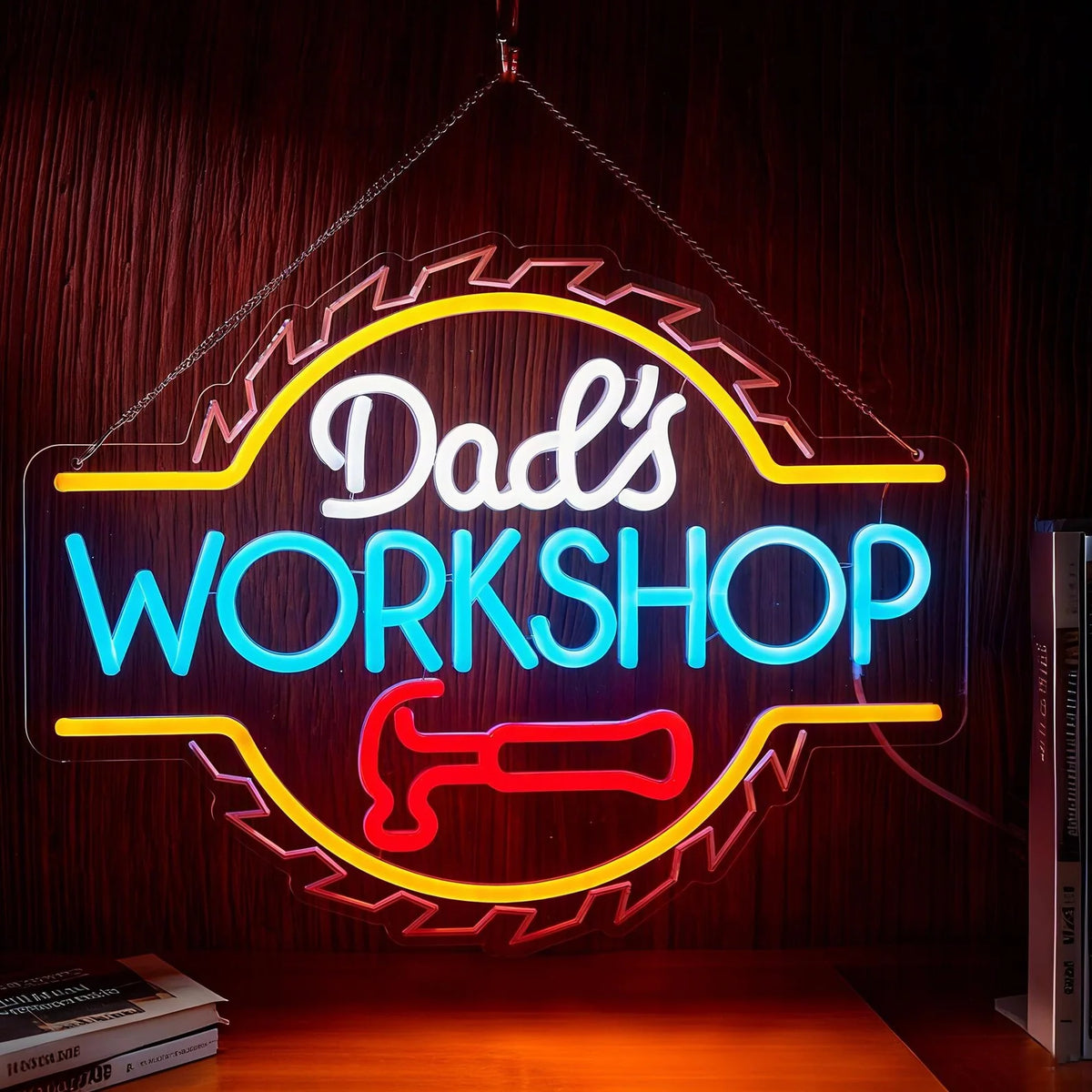 Dad's Workshop Neon Sign Fathers Day Gift Custom Accessory | OWNLUXE