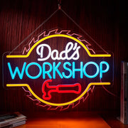 Dad's Workshop Neon Sign Fathers Day Gift Custom Accessory | OWNLUXE