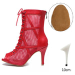 Load image into Gallery viewer, Mesh Zip Dance Ankle Boots – Cuban Heel Ballroom &amp; Latin
