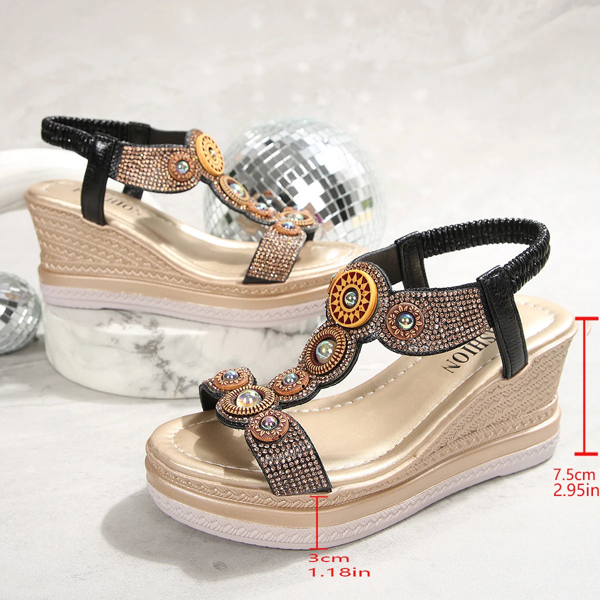 Women's Platform Wedge Sandals (Black) – Shop at OWNLUXE