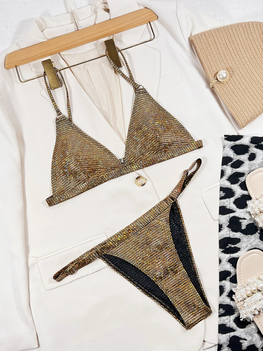 Women's Glitter Gold Bikini | OWNLUXE