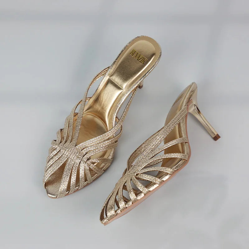 Women's Pointed Toe Stiletto Pumps (Gold) – Shop at OWNLUXE