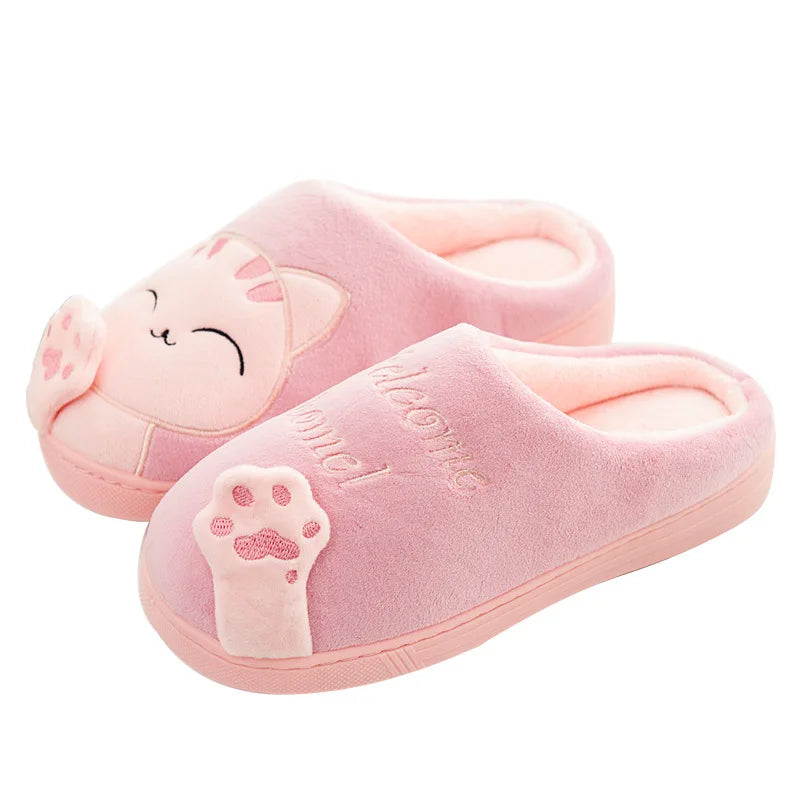 Women’s Winter Home Slippers – Warm Cartoon Cat Shoes