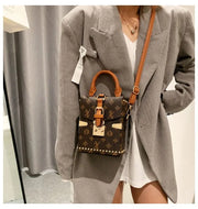 Retro Floral Mini Bucket Bag – Women's Casual Crossbody with Lock Buckle