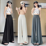 Women's High Waist Wide Leg Suit Pants - Straight Cut Floor Length Trousers