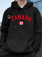 Load image into Gallery viewer, Canada Text With Flag Printing Men'S Hoodies Autumn Loose Sweatshirt Hip Hop Pocket Fleece Warm Sportswears Street Men Clothes
