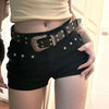 Women's Low Waist Denim Shorts (Black) | OWNLUXE